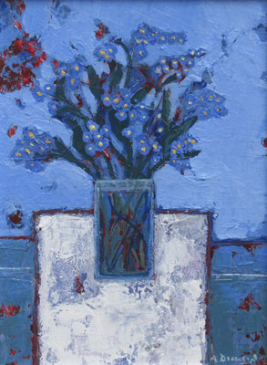 Forget me nots on white by Ali Dickson
