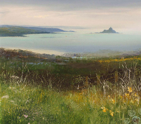 Looking Across the fields towards St Michaels Mount  by Amanda Hoskin