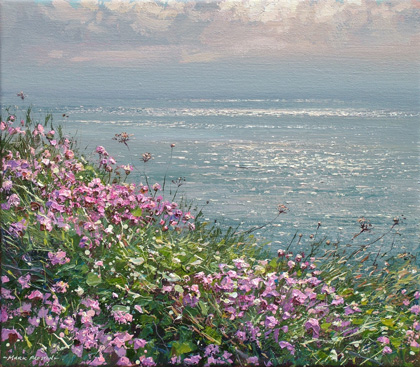 Calm sea and thrift by Mark Preston