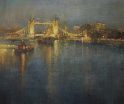 Nocturne, HMS Belfast & Tower Bridge by Benjamin Warner