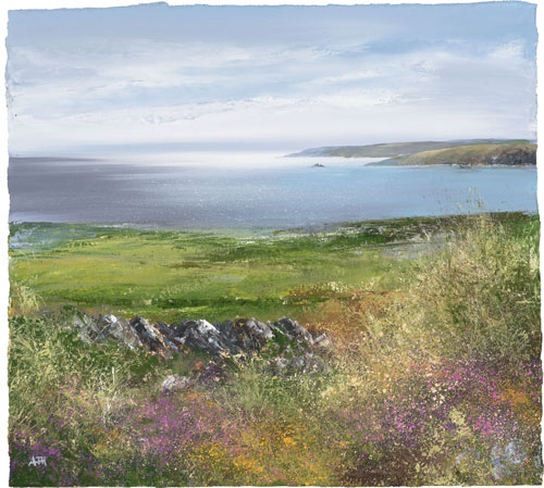 Looking towards Godrevy from Bells Hill Zennor by Amanda Hoskin