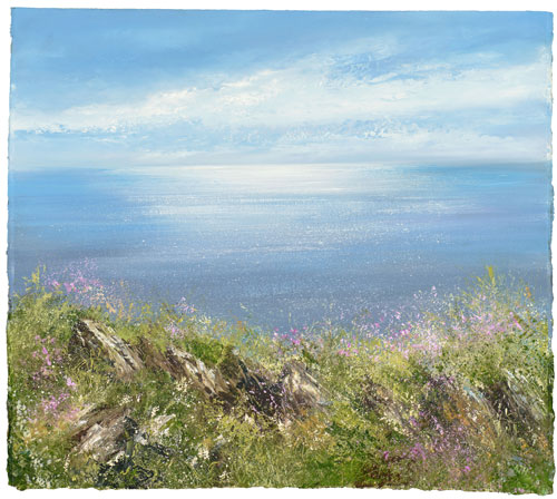 Sea pinks on the Coastal Path by Amanda Hoskin