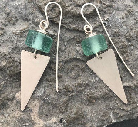 Green triangle earings JWW 671 by Jen Williams