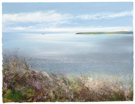 A pearl grey sea, Godrevy by Amanda Hoskin