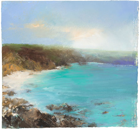 Turquoise sea at Porthcurno by Amanda Hoskin