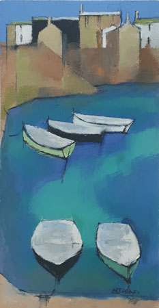 Small craft, blue harbour by Michael Praed