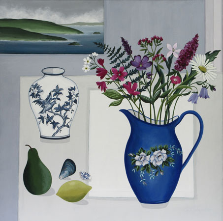 Wild Flowers by a Cornish Window by Paula Sharples