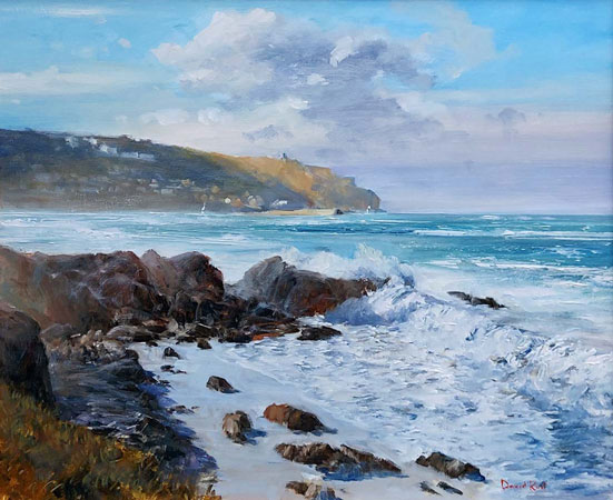 Towards Sennen Cove, rocks and breakers by David Rust
