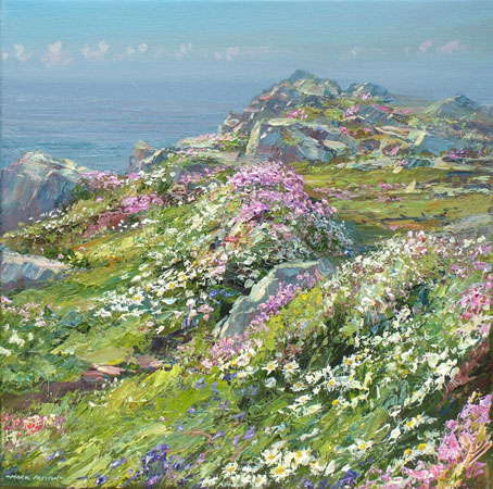Spring Flowers, Treen Cliffs by Mark Preston