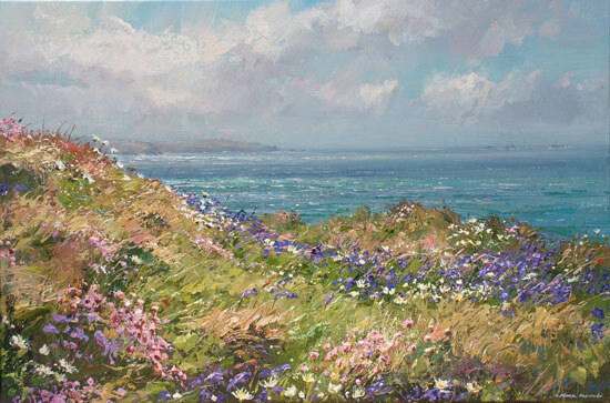 Clifftop Flowers, towards Land's End by Mark Preston