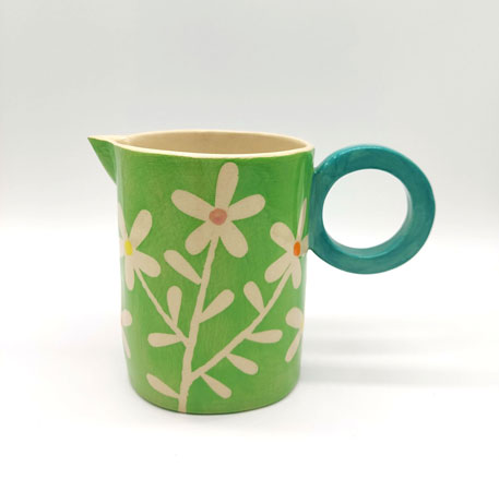 Green flower jug by Ken Eardley