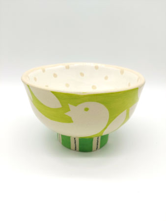Lime bird bowl by Ken Eardley