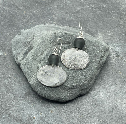 Large silver Pebble earings JW 853 by Jen Williams