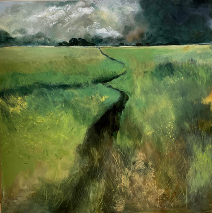 Summer fields with storm clouds by Kirsten Elswood