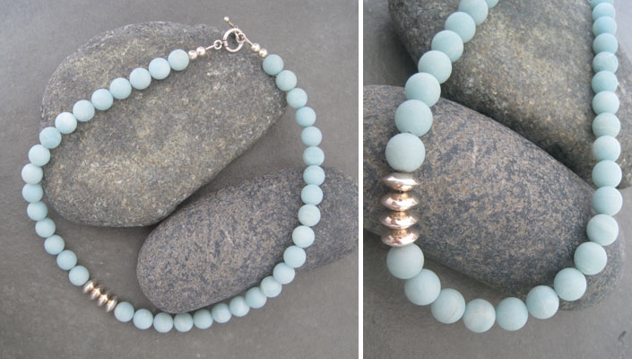 Amazonite and silver necklace (JA 177) by Jan Allison