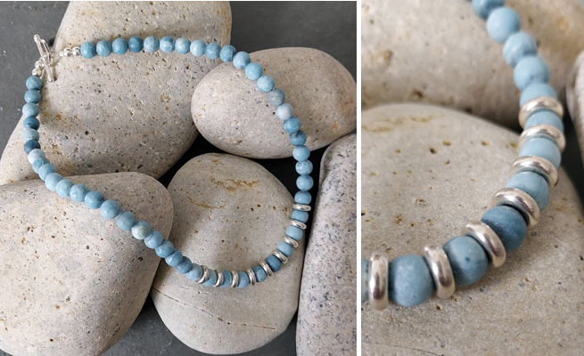 Larimar (dyed) and silver necklace (JA 397) by Jan Allison