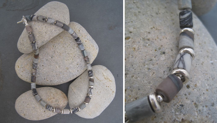 Dalmation Jasper and silver necklace (JA 454) by Jan Allison