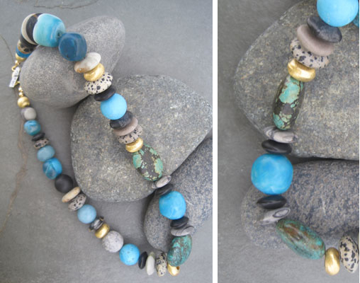 Turquoise, Howlite, Jaspers and Gold Vermeil (JA 476) by Jan Allison