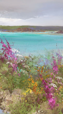 Foxgloves and wildflowers on Tresco by Amanda Hoskin