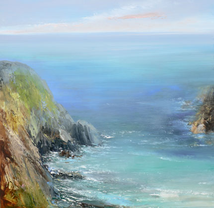 Turquoise seas from the clifftops near St Ives by Amanda Hoskin