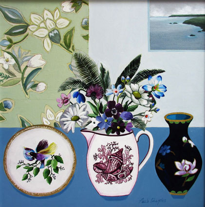 Wild Flowers and Shell Jug by Paula Sharples