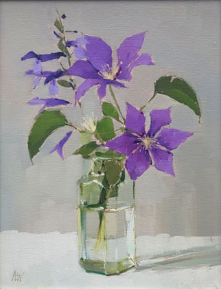 Clematis and Salvia by Annie Waring