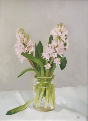 Pink Hydrangeas in jar by Annie Waring