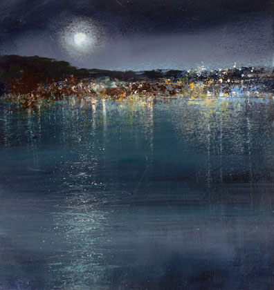 Moon over St Ives Harbour by Amanda Hoskin