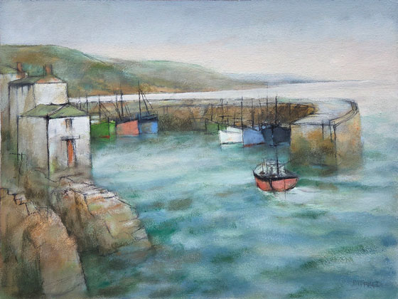 Rounding the pier, small craft making her entry by Michael Praed