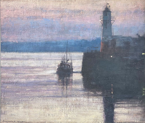Dawn, Newlyn Harbour, returning by Benjamin Warner