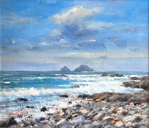 Watching breakers at Priest's Cove Cape Cornwall by David Rust