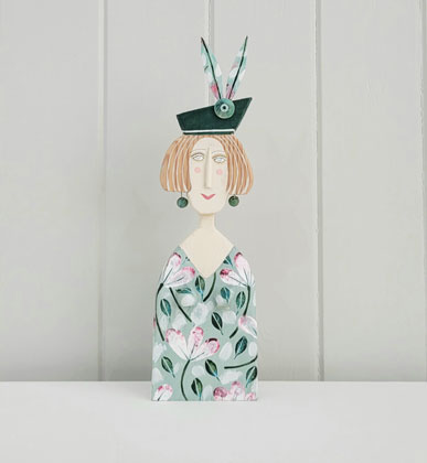Green feather hat by Lynn Muir